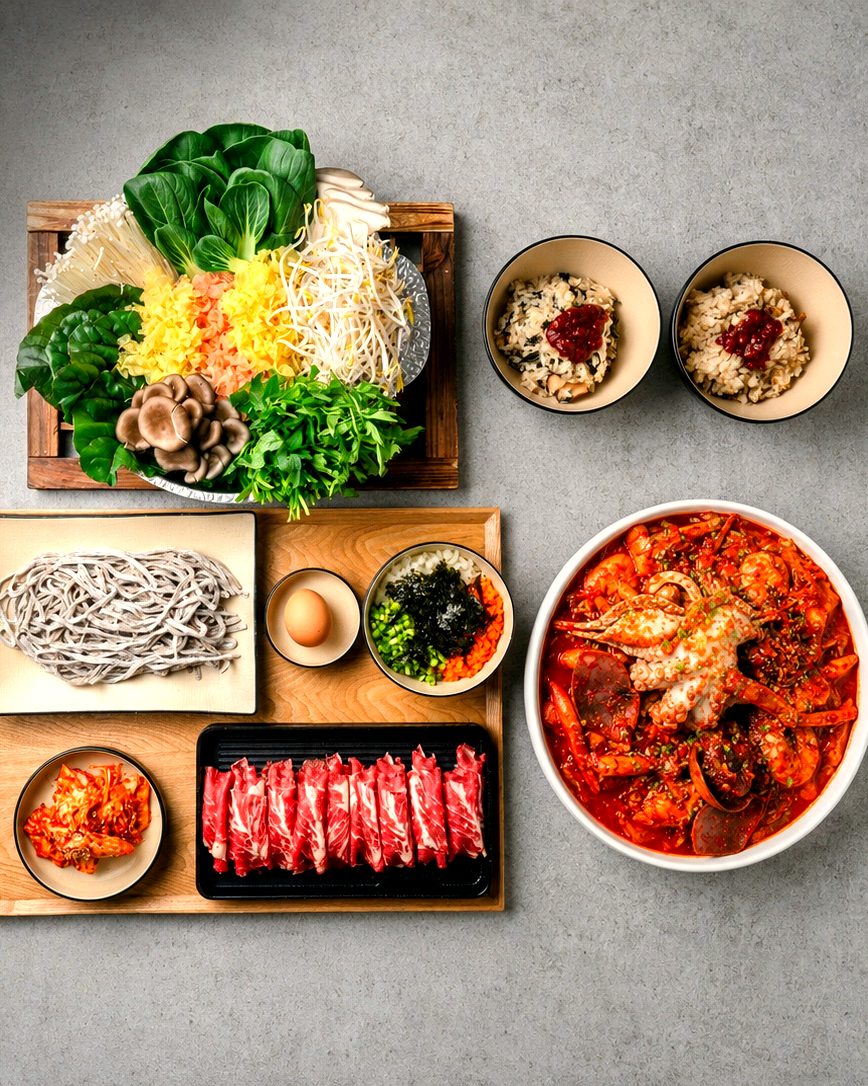 해주옥 안산본점 해주옥 해물찜 + 샤브샤브 세트 한상 차림